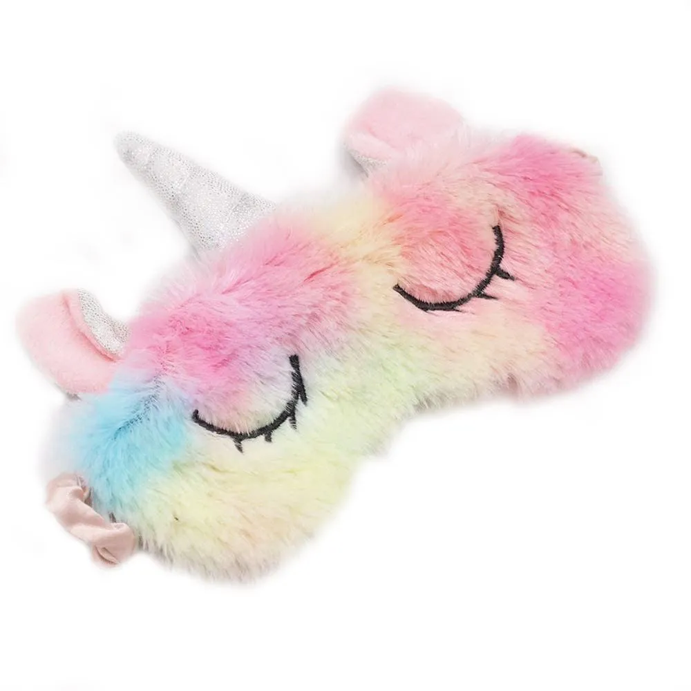 Unicorn Plush Slippers and Eye Mask Set