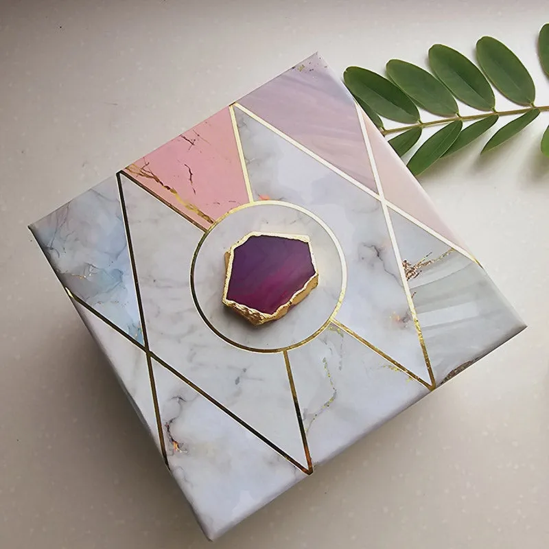 Vinayaka Agate & Marble Tealight Candle Holder - Pink