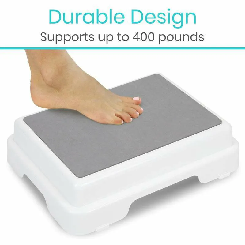 Vive Health Bath Step with Non-Slip Rubber Surface - White