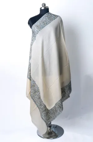 Winter Serenity Merino Wool Hand Embroidered Tilla & Sozni Shawl