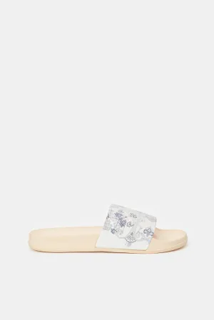 Women Pink Slide With Floral Print