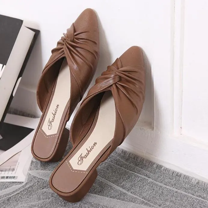 Women pointed toe summer 
fashion flat slide sandals