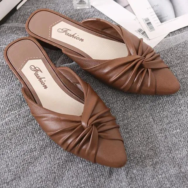 Women pointed toe summer 
fashion flat slide sandals