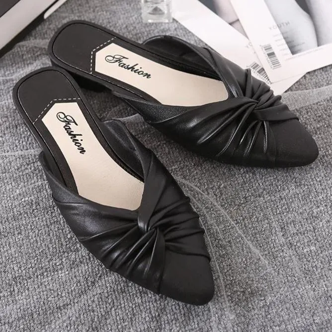 Women pointed toe summer 
fashion flat slide sandals