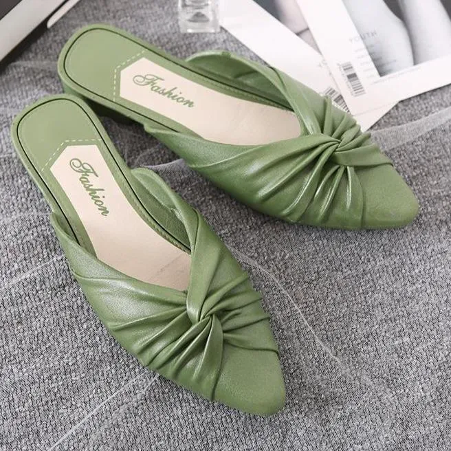 Women pointed toe summer 
fashion flat slide sandals
