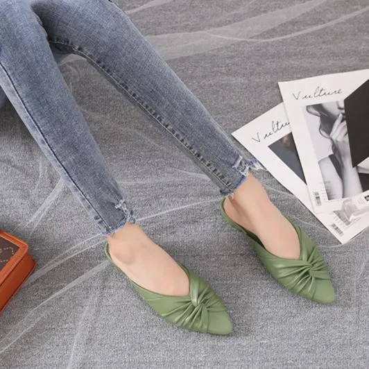 Women pointed toe summer 
fashion flat slide sandals