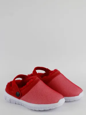 Women's Faux Fur Textured Slippers,Red