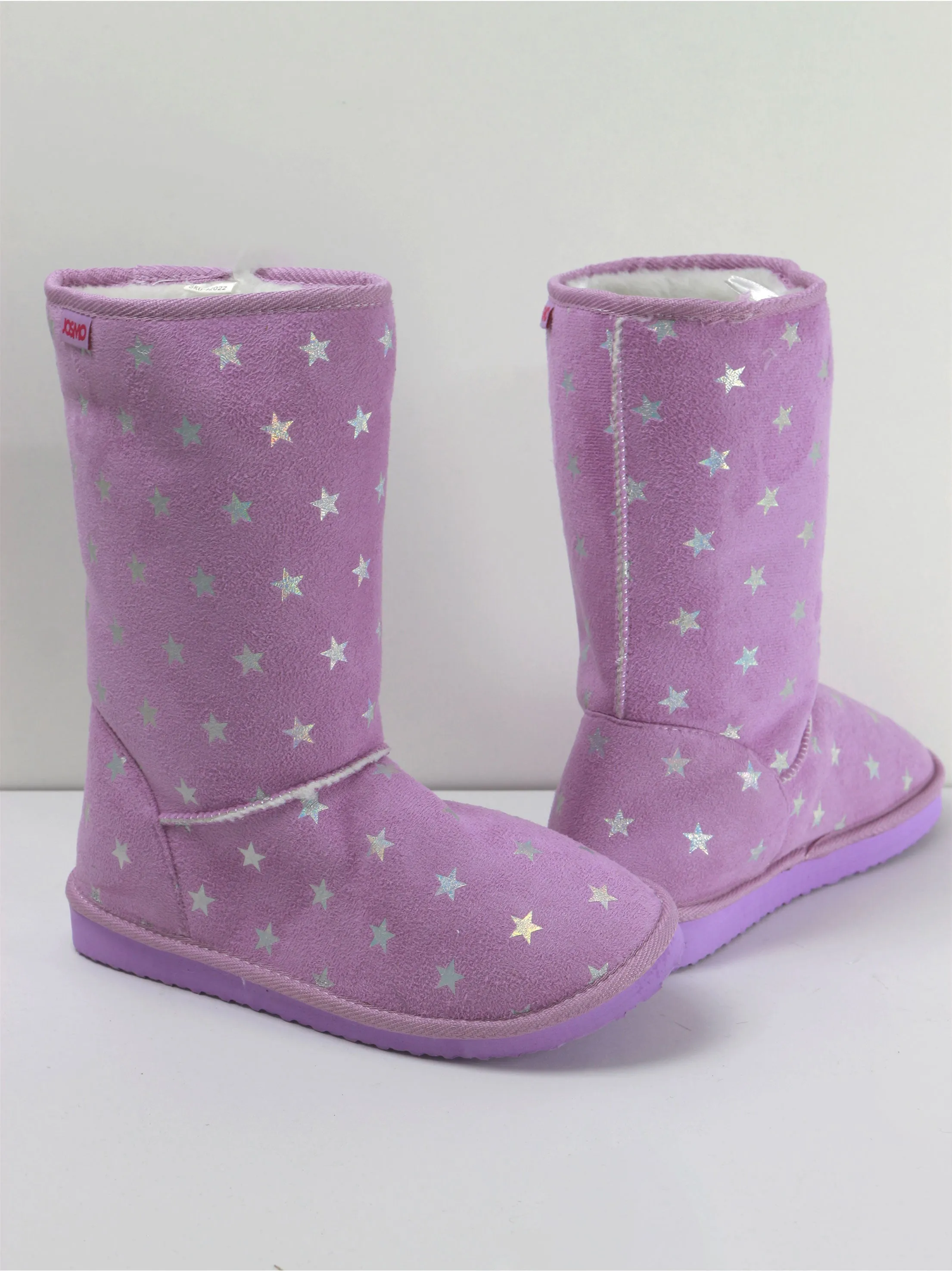 Women's Faux Shearling Mid-Calf Ankle Boot,Purple