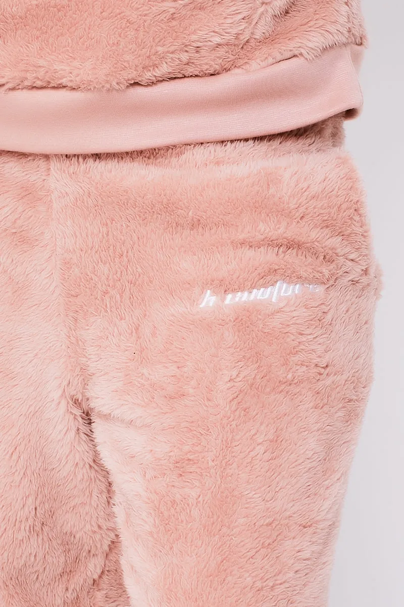 Womens Nightwear Bundle Robe & Fluffy PJ Set - Pink