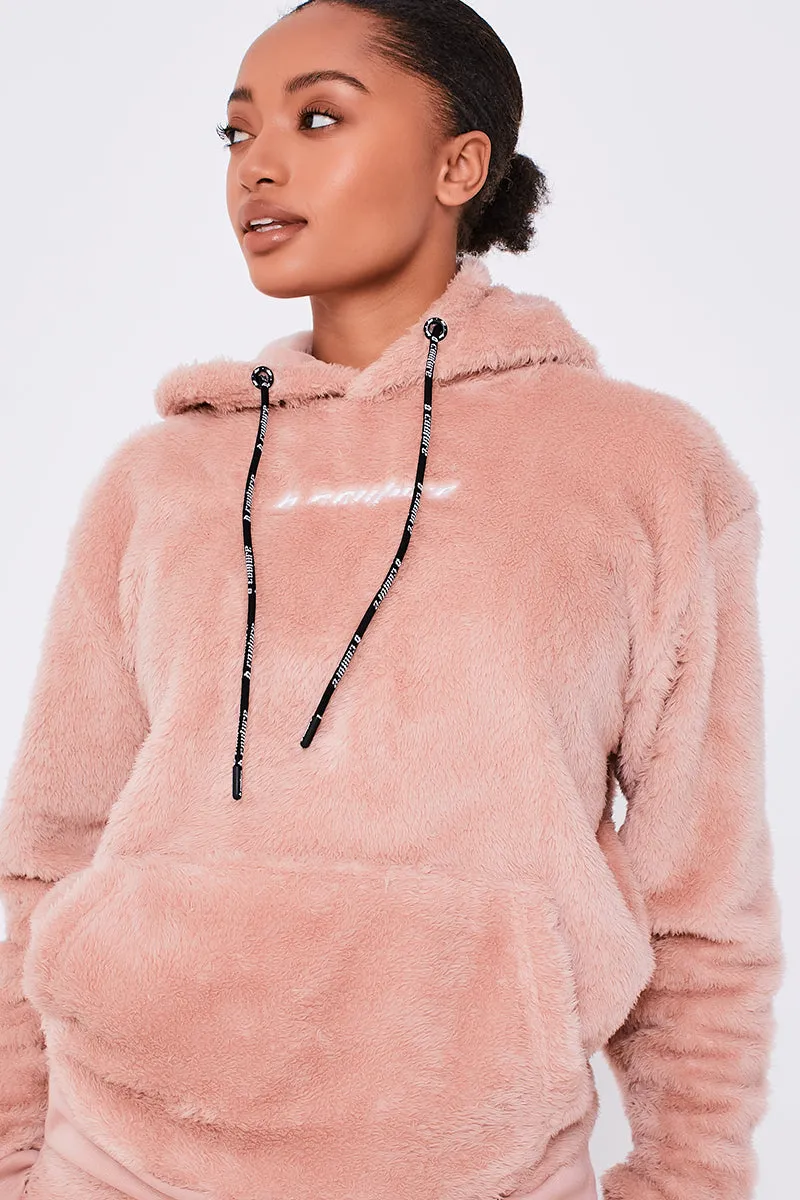 Womens Nightwear Bundle Robe & Fluffy PJ Set - Pink