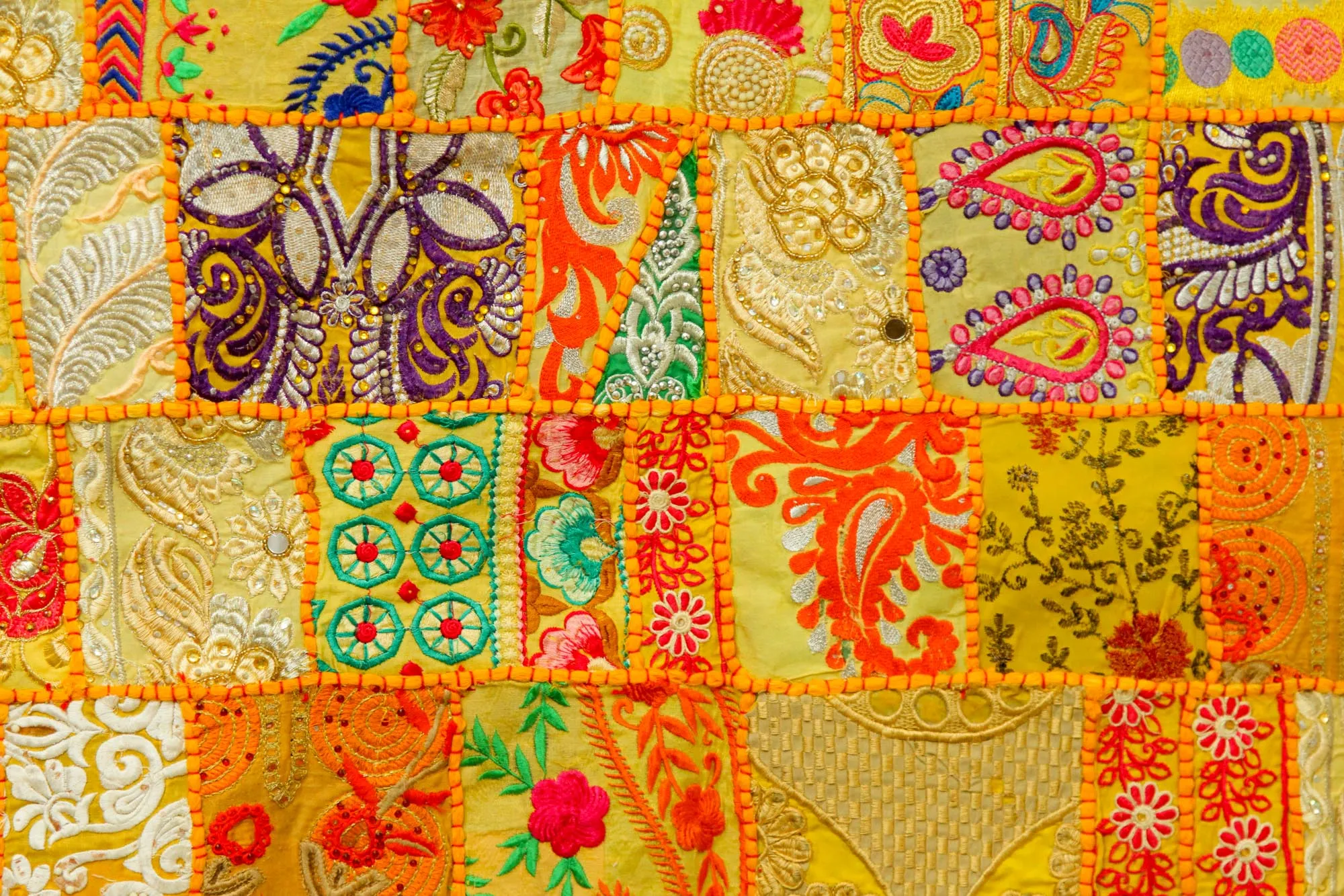 Yellow Indian Vintage Bohemian Handmade Wall Hanging